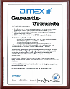 Гарантия Сертификата Уркунде-DIMEX